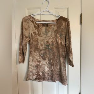 Glinda marble tie dye 3/4 length sleeve shirt, layered bottom